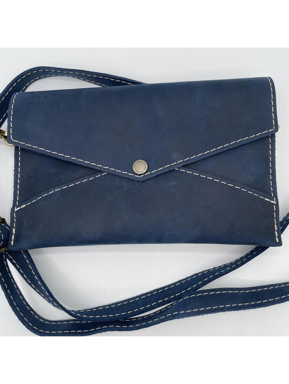 Portland Leather Blue Crossbody Envelope Bag Adjustable Strap/Wrist Bag
